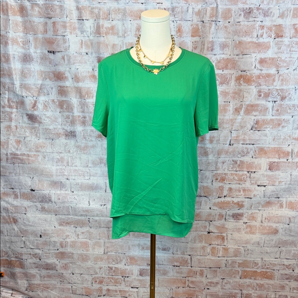 Hilary Radley Vibrant Green Short Sleeve Top